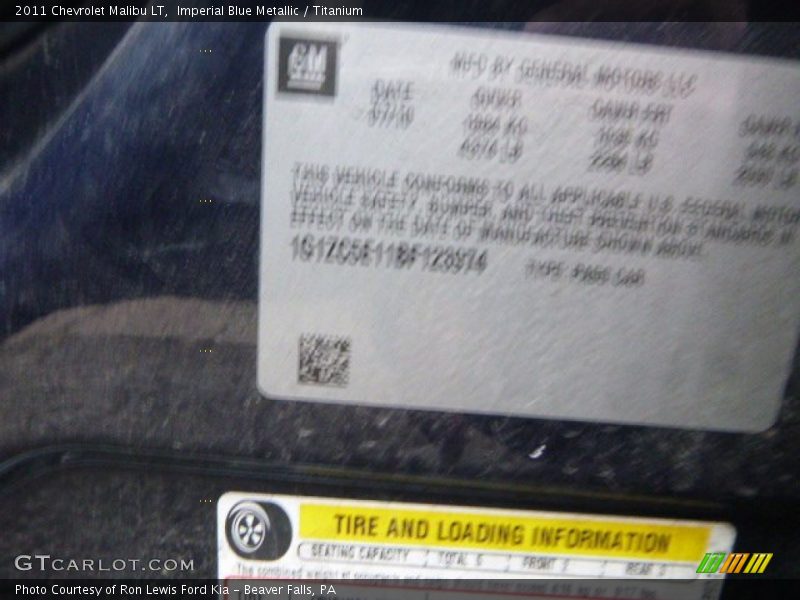 Imperial Blue Metallic / Titanium 2011 Chevrolet Malibu LT