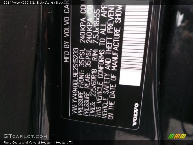 Black Stone / Black 2014 Volvo XC60 3.2