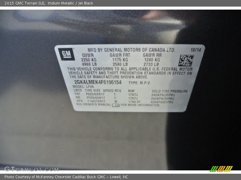 Iridium Metallic / Jet Black 2015 GMC Terrain SLE
