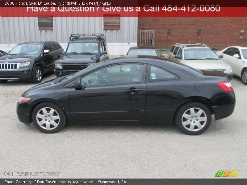 Nighthawk Black Pearl / Gray 2008 Honda Civic LX Coupe