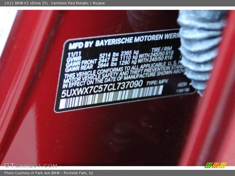 Vermilion Red Metallic / Mojave 2012 BMW X3 xDrive 35i