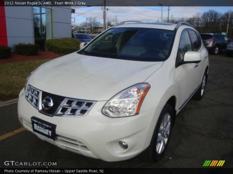 Pearl White / Gray 2012 Nissan Rogue SL AWD