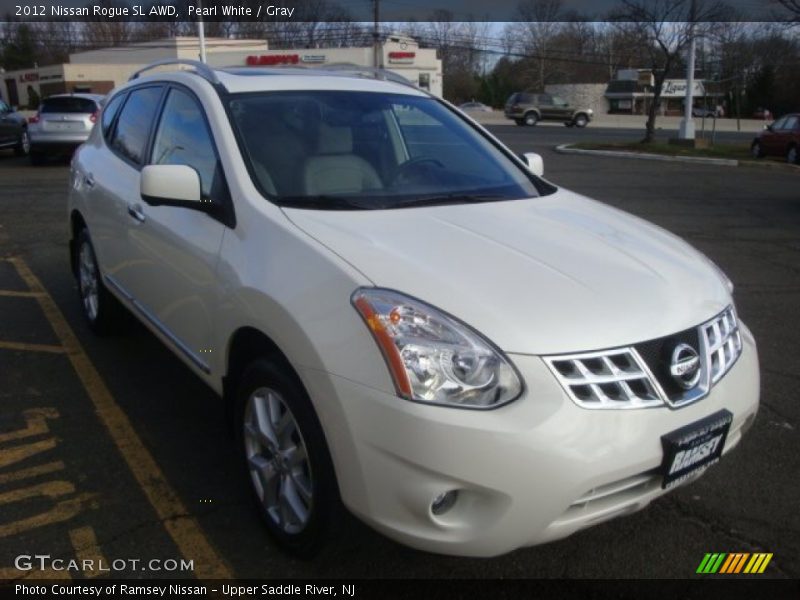 Pearl White / Gray 2012 Nissan Rogue SL AWD