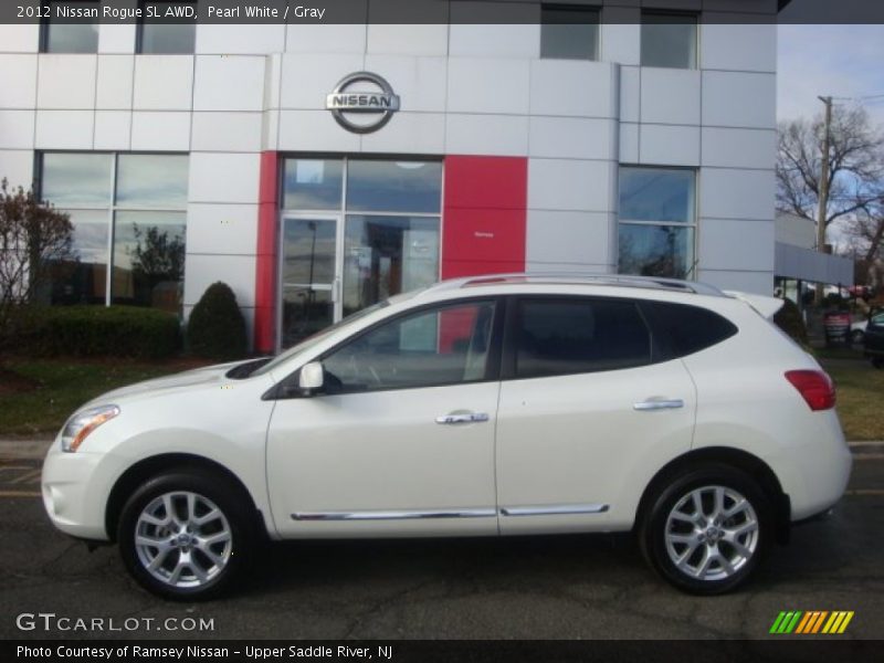 Pearl White / Gray 2012 Nissan Rogue SL AWD