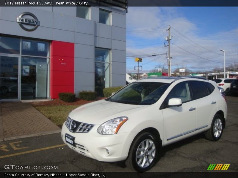 Pearl White / Gray 2012 Nissan Rogue SL AWD