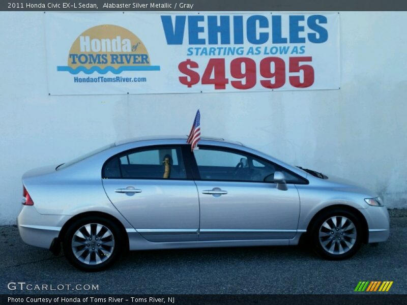 Alabaster Silver Metallic / Gray 2011 Honda Civic EX-L Sedan