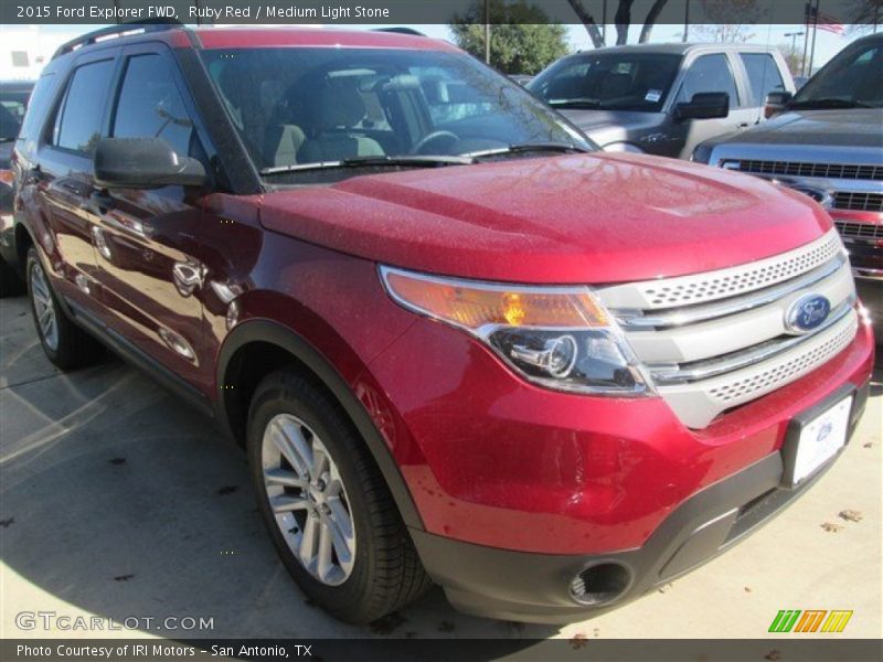 Ruby Red / Medium Light Stone 2015 Ford Explorer FWD
