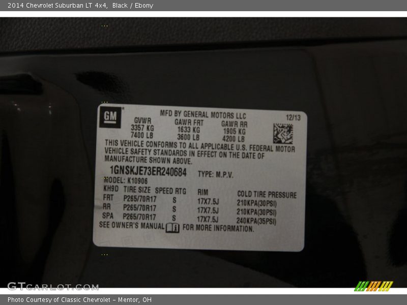 Black / Ebony 2014 Chevrolet Suburban LT 4x4