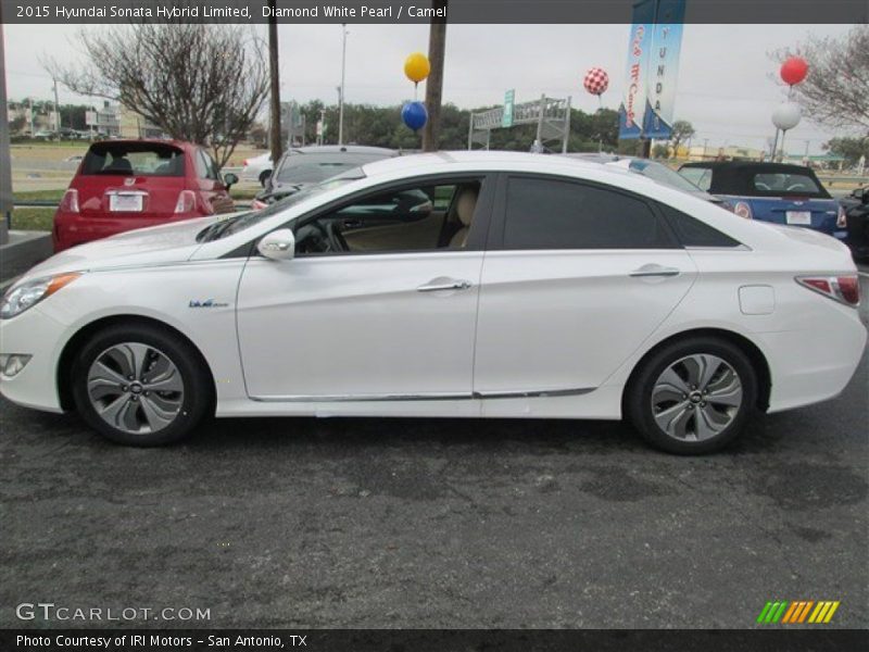 Diamond White Pearl / Camel 2015 Hyundai Sonata Hybrid Limited