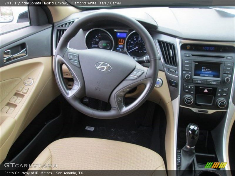 Diamond White Pearl / Camel 2015 Hyundai Sonata Hybrid Limited