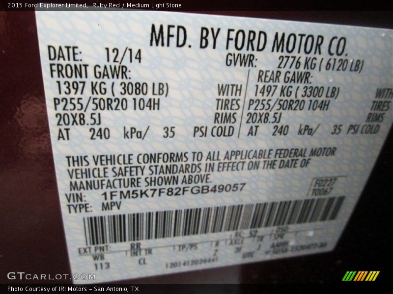 Ruby Red / Medium Light Stone 2015 Ford Explorer Limited