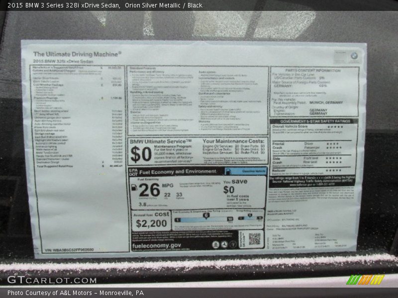 Orion Silver Metallic / Black 2015 BMW 3 Series 328i xDrive Sedan