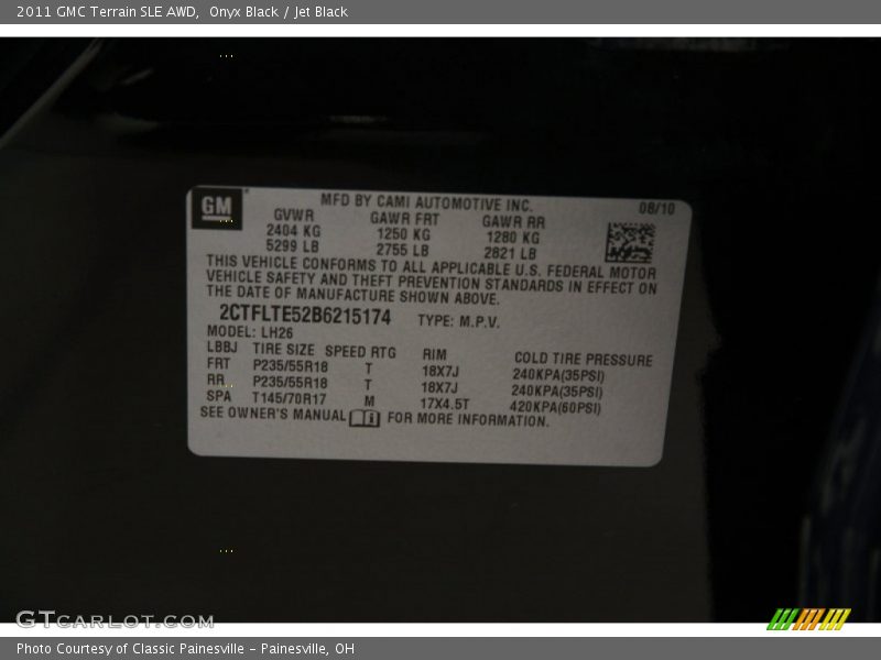 Onyx Black / Jet Black 2011 GMC Terrain SLE AWD