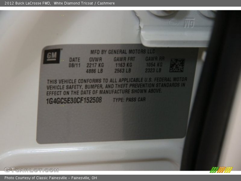 White Diamond Tricoat / Cashmere 2012 Buick LaCrosse FWD
