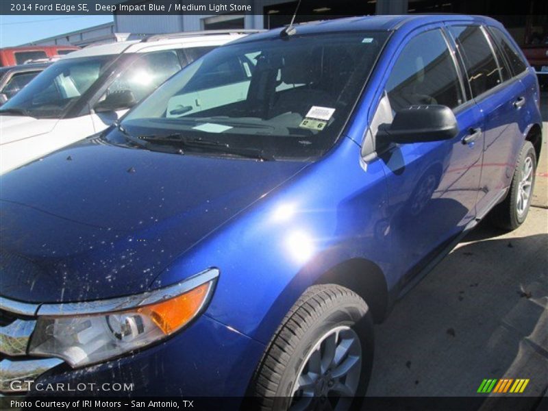 Deep Impact Blue / Medium Light Stone 2014 Ford Edge SE
