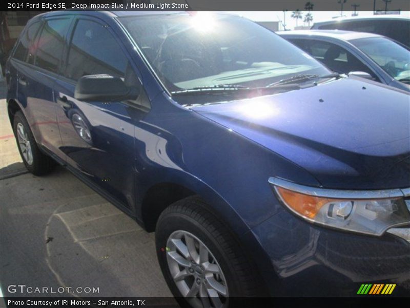 Deep Impact Blue / Medium Light Stone 2014 Ford Edge SE