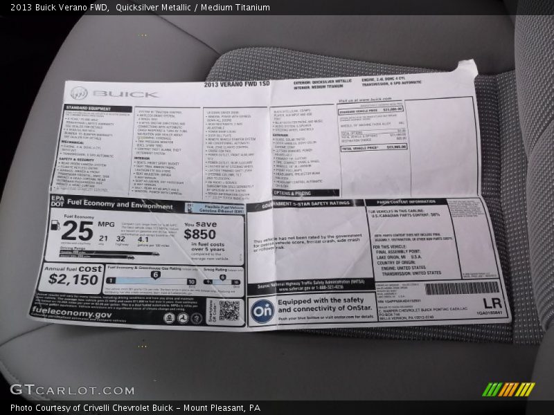 Quicksilver Metallic / Medium Titanium 2013 Buick Verano FWD