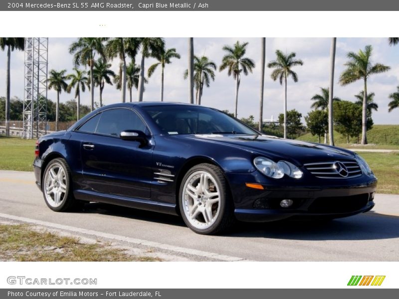 Capri Blue Metallic / Ash 2004 Mercedes-Benz SL 55 AMG Roadster
