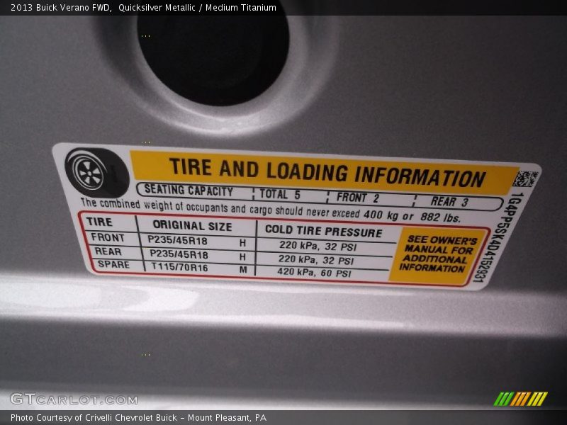 Quicksilver Metallic / Medium Titanium 2013 Buick Verano FWD