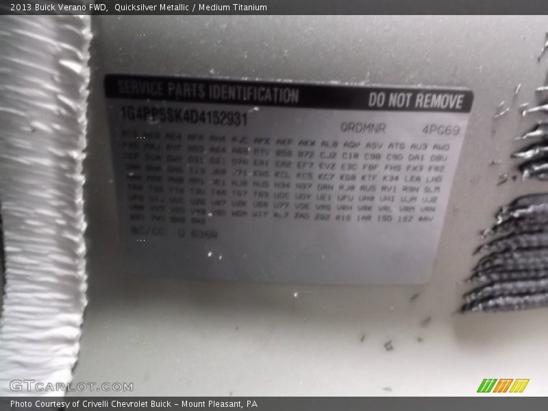 Quicksilver Metallic / Medium Titanium 2013 Buick Verano FWD
