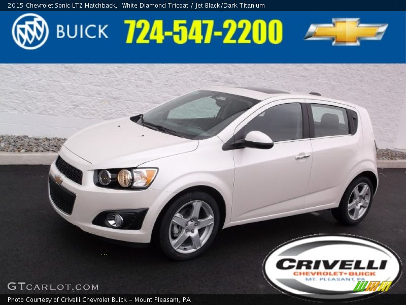 White Diamond Tricoat / Jet Black/Dark Titanium 2015 Chevrolet Sonic LTZ Hatchback