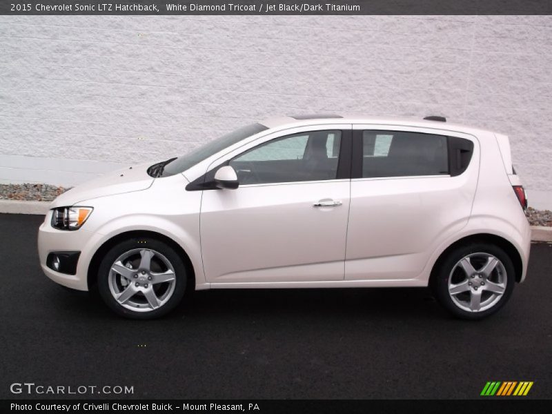 White Diamond Tricoat / Jet Black/Dark Titanium 2015 Chevrolet Sonic LTZ Hatchback