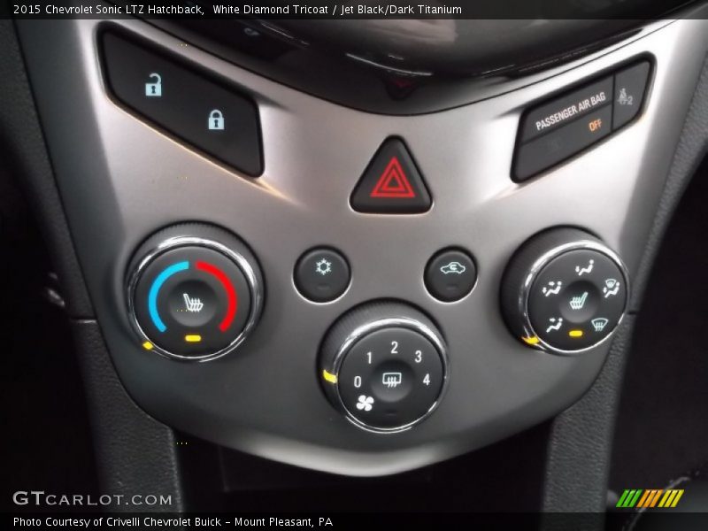 White Diamond Tricoat / Jet Black/Dark Titanium 2015 Chevrolet Sonic LTZ Hatchback