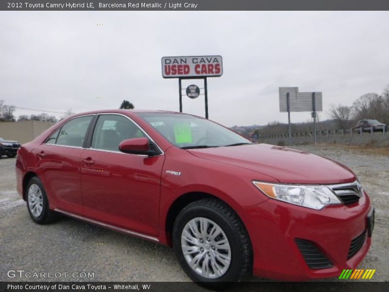 Barcelona Red Metallic / Light Gray 2012 Toyota Camry Hybrid LE