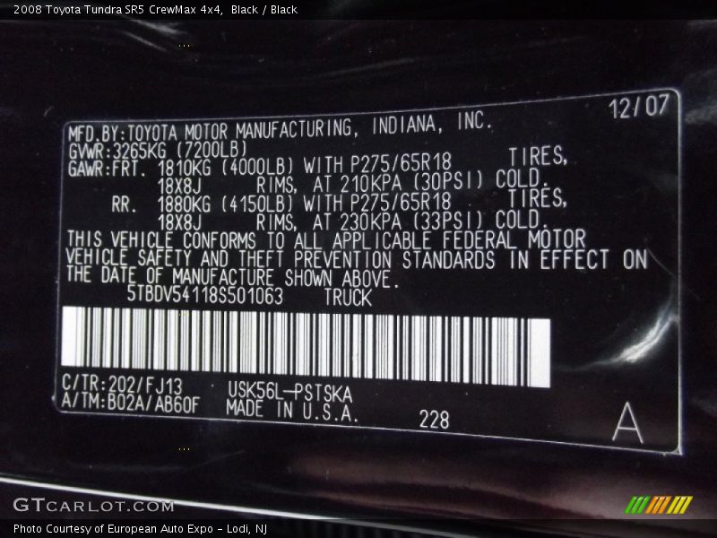 Black / Black 2008 Toyota Tundra SR5 CrewMax 4x4