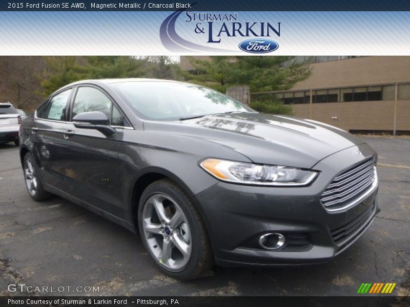 Magnetic Metallic / Charcoal Black 2015 Ford Fusion SE AWD