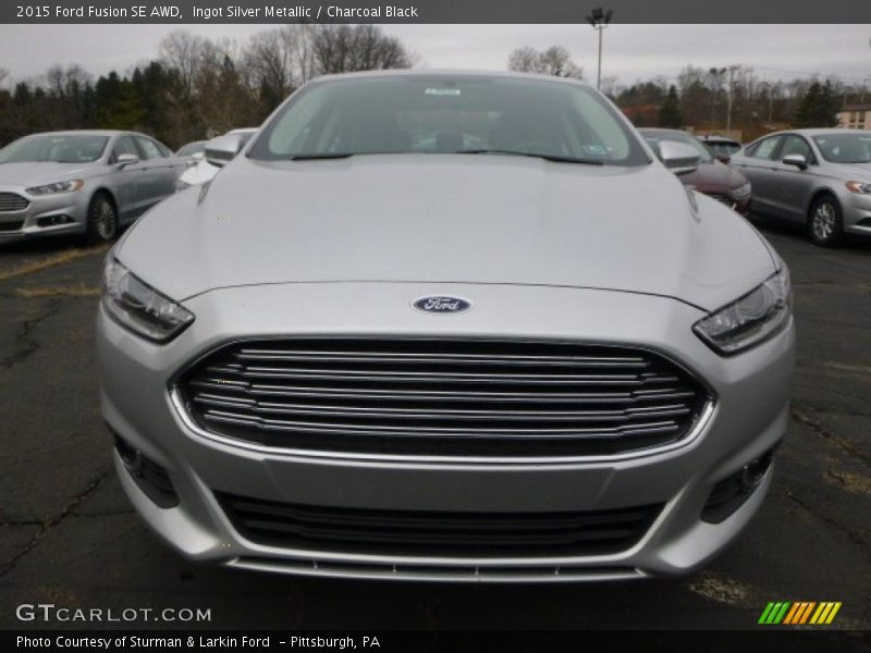 Ingot Silver Metallic / Charcoal Black 2015 Ford Fusion SE AWD