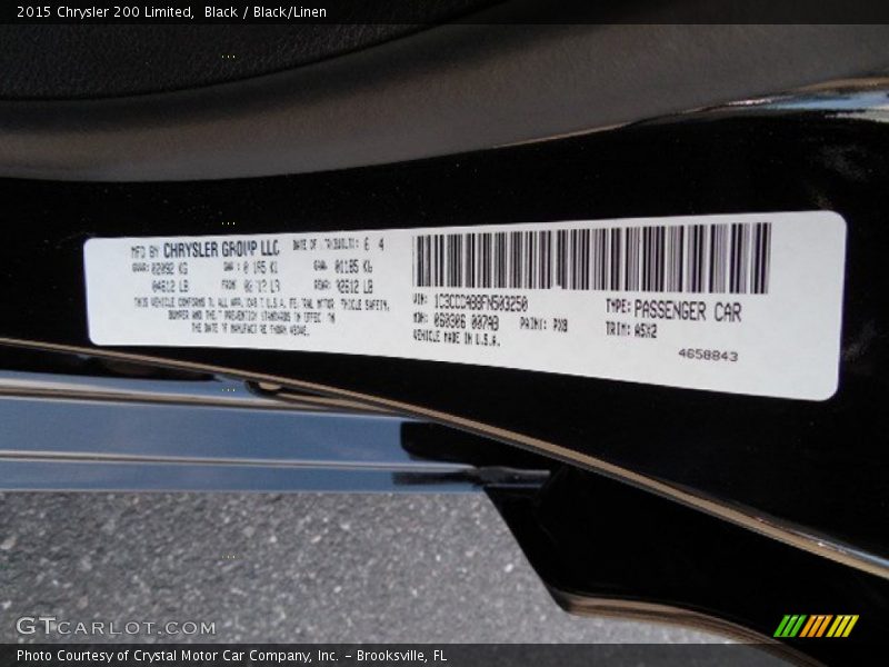Black / Black/Linen 2015 Chrysler 200 Limited