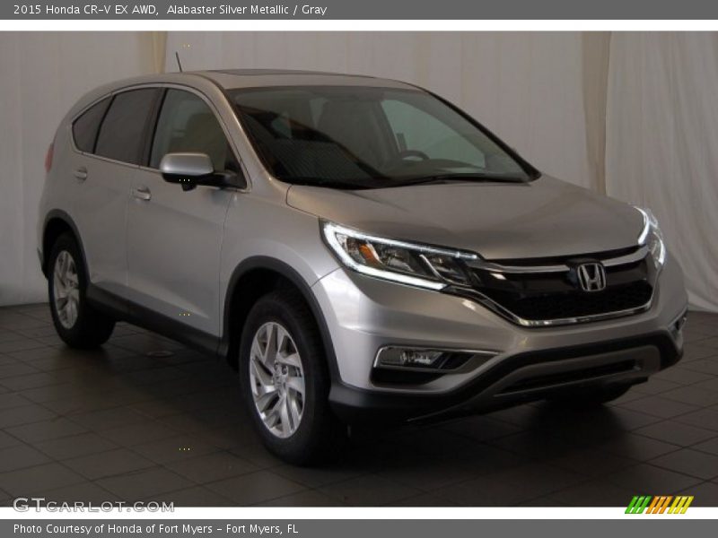 Alabaster Silver Metallic / Gray 2015 Honda CR-V EX AWD