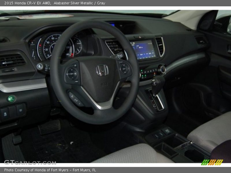 Alabaster Silver Metallic / Gray 2015 Honda CR-V EX AWD