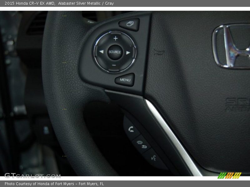 Alabaster Silver Metallic / Gray 2015 Honda CR-V EX AWD