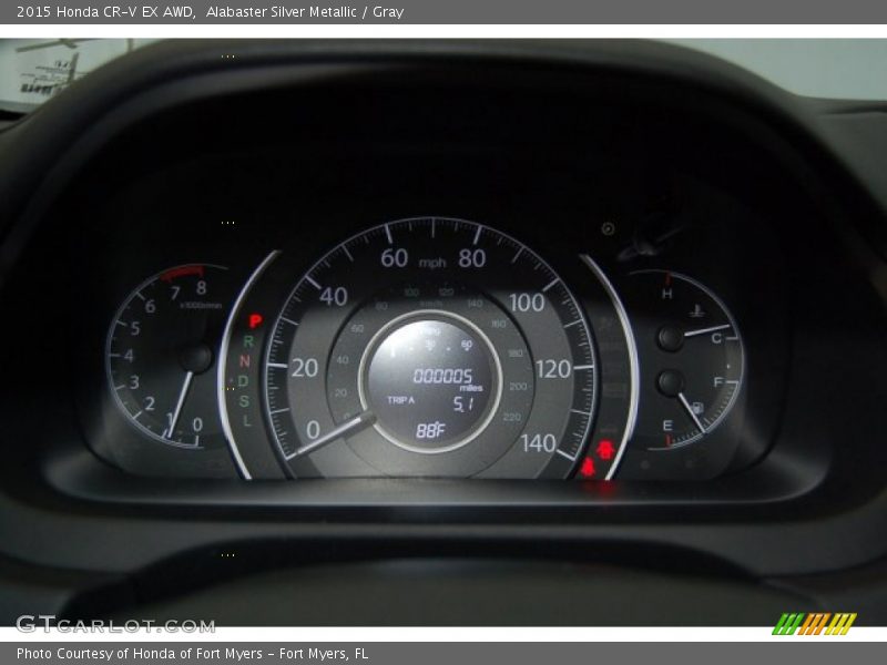 Alabaster Silver Metallic / Gray 2015 Honda CR-V EX AWD