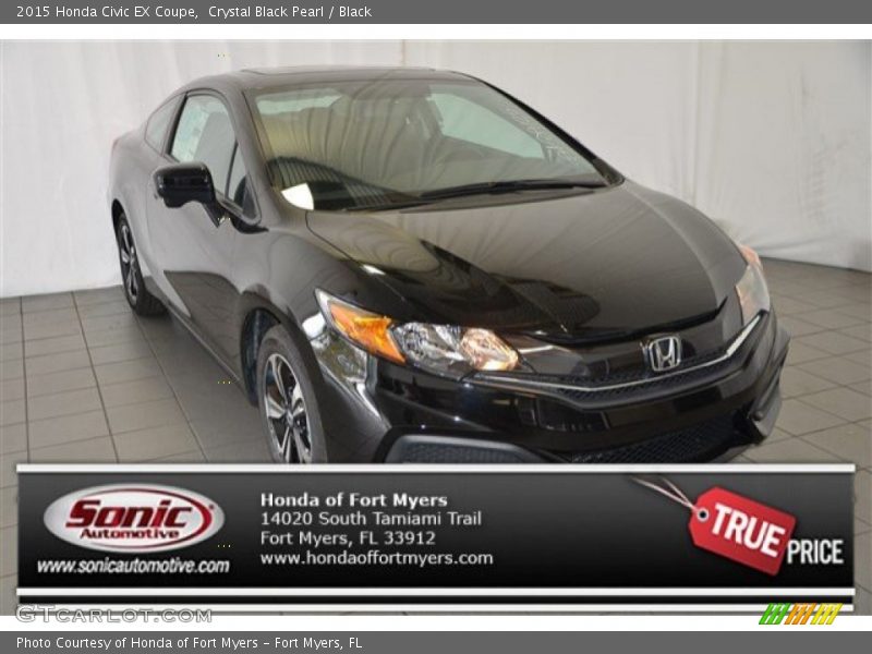 Crystal Black Pearl / Black 2015 Honda Civic EX Coupe
