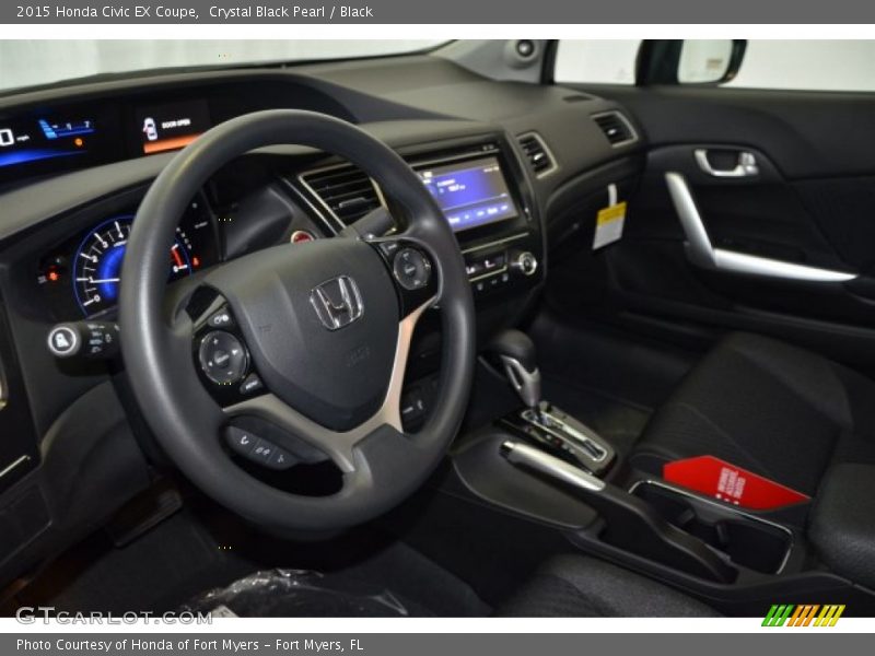 Crystal Black Pearl / Black 2015 Honda Civic EX Coupe