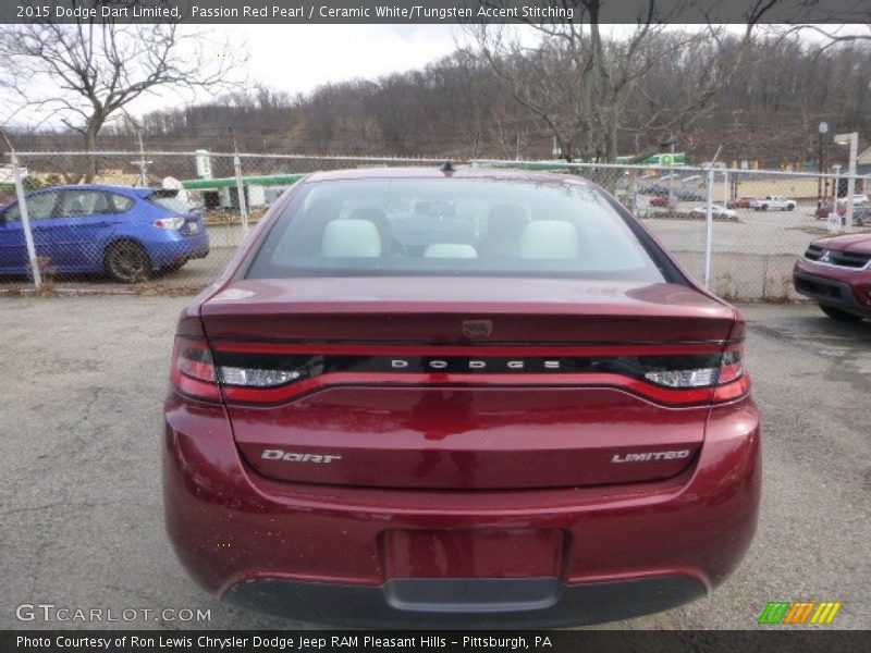 Passion Red Pearl / Ceramic White/Tungsten Accent Stitching 2015 Dodge Dart Limited