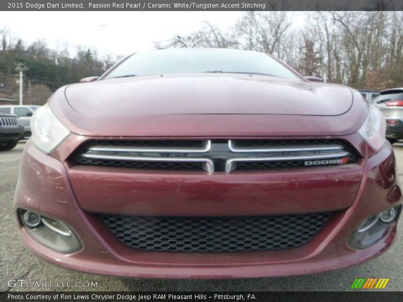 Passion Red Pearl / Ceramic White/Tungsten Accent Stitching 2015 Dodge Dart Limited