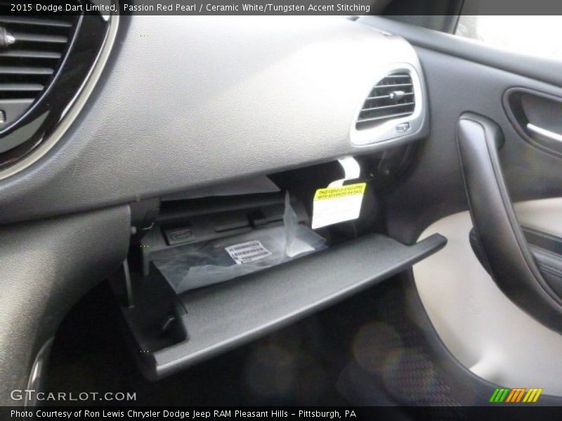 Passion Red Pearl / Ceramic White/Tungsten Accent Stitching 2015 Dodge Dart Limited