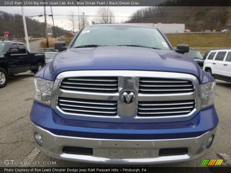 Blue Streak Pearl / Black/Diesel Gray 2015 Ram 1500 Big Horn Quad Cab 4x4