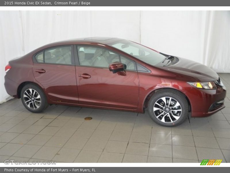 Crimson Pearl / Beige 2015 Honda Civic EX Sedan