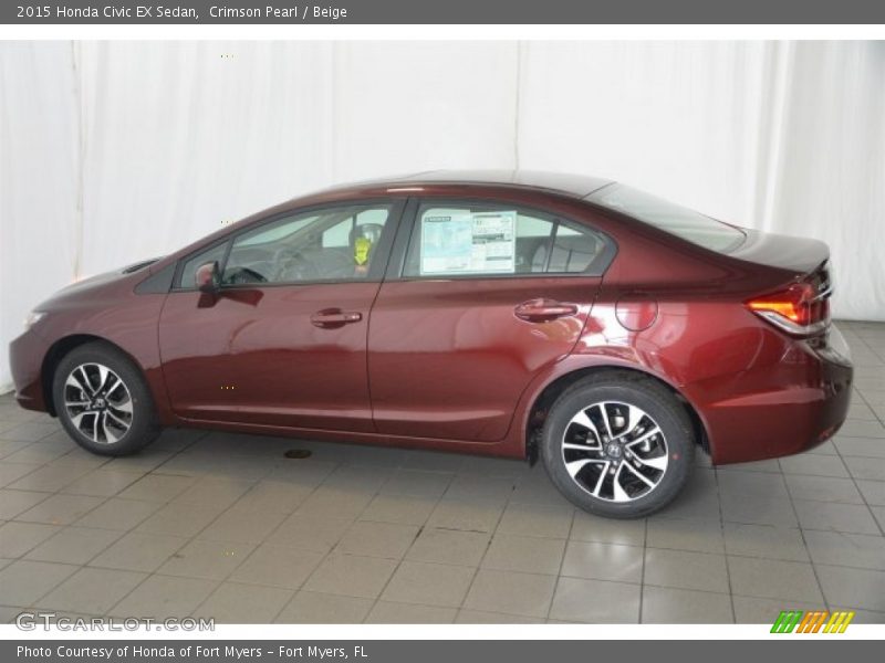 Crimson Pearl / Beige 2015 Honda Civic EX Sedan