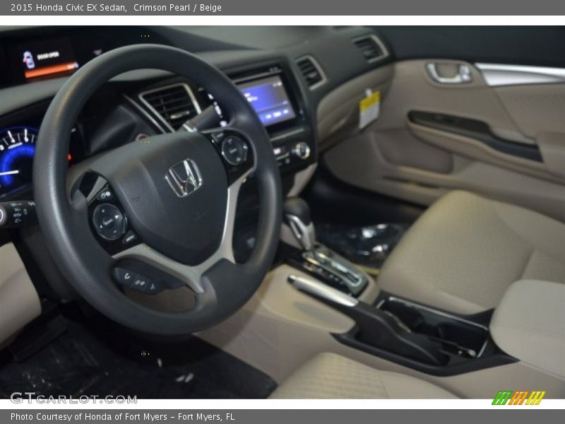 Crimson Pearl / Beige 2015 Honda Civic EX Sedan