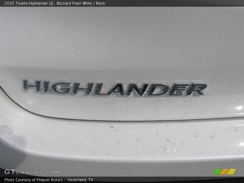 Blizzard Pearl White / Black 2015 Toyota Highlander LE