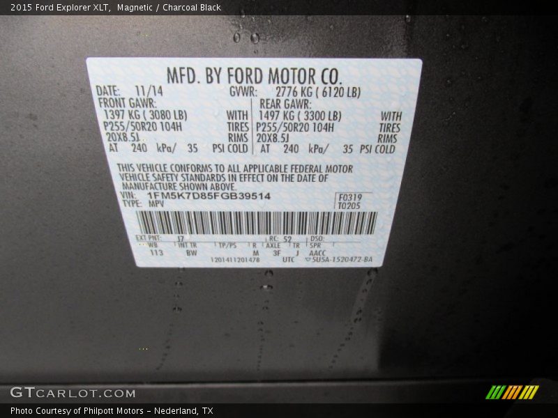 Magnetic / Charcoal Black 2015 Ford Explorer XLT