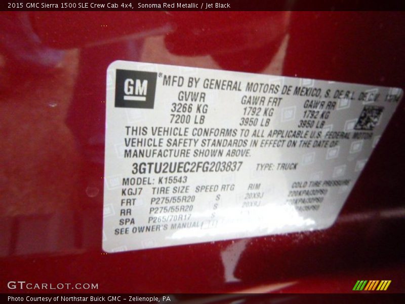 Sonoma Red Metallic / Jet Black 2015 GMC Sierra 1500 SLE Crew Cab 4x4