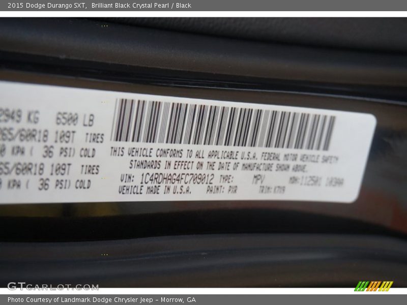 Brilliant Black Crystal Pearl / Black 2015 Dodge Durango SXT