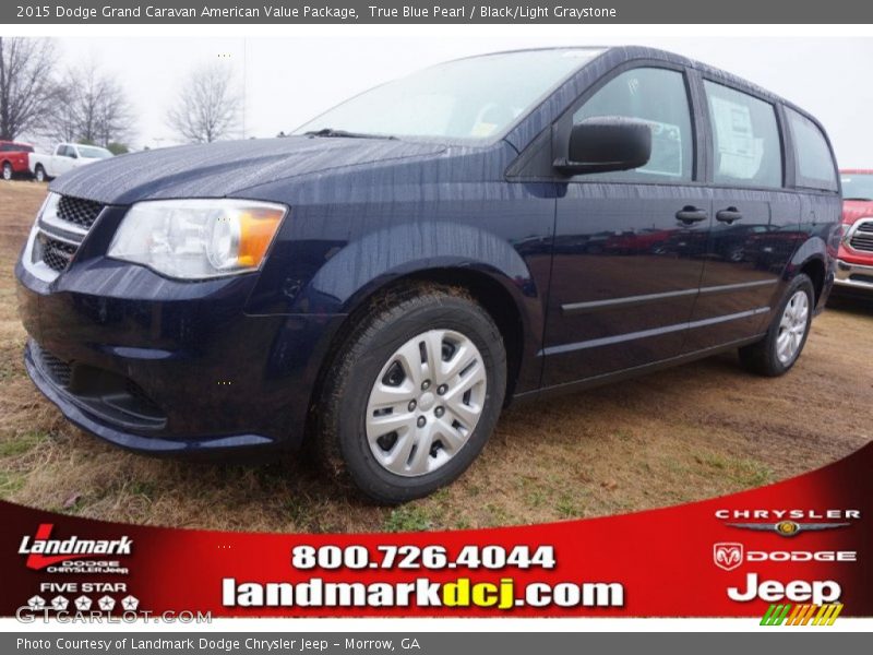 True Blue Pearl / Black/Light Graystone 2015 Dodge Grand Caravan American Value Package